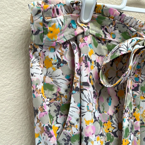 LC Lauren Conrad Belted Paper Bag Flowy Floral Tie Shorts, Size XL Elastic Waist - Picture 4 of 8
